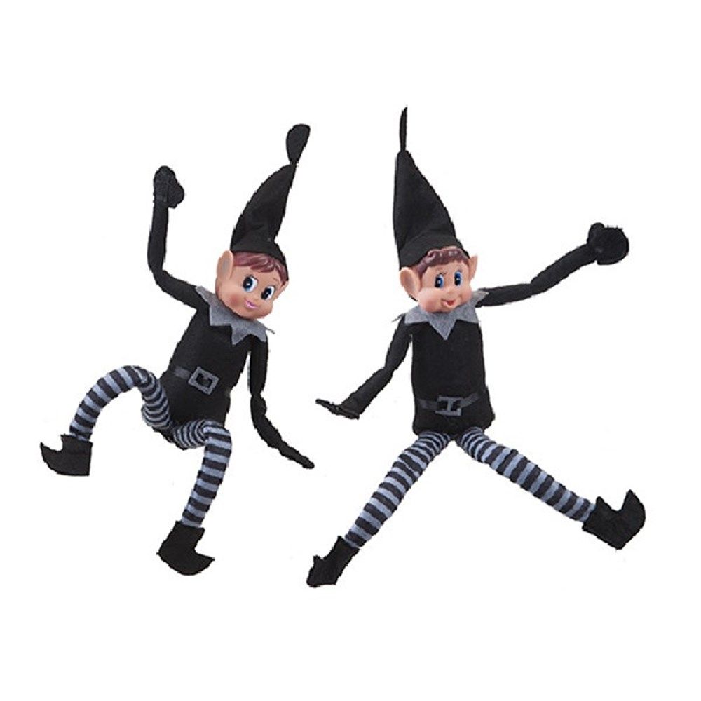 ELVES XMAS 39CM BLACK BENDABLE SOFT BODY VINYL FACE 2 ASST