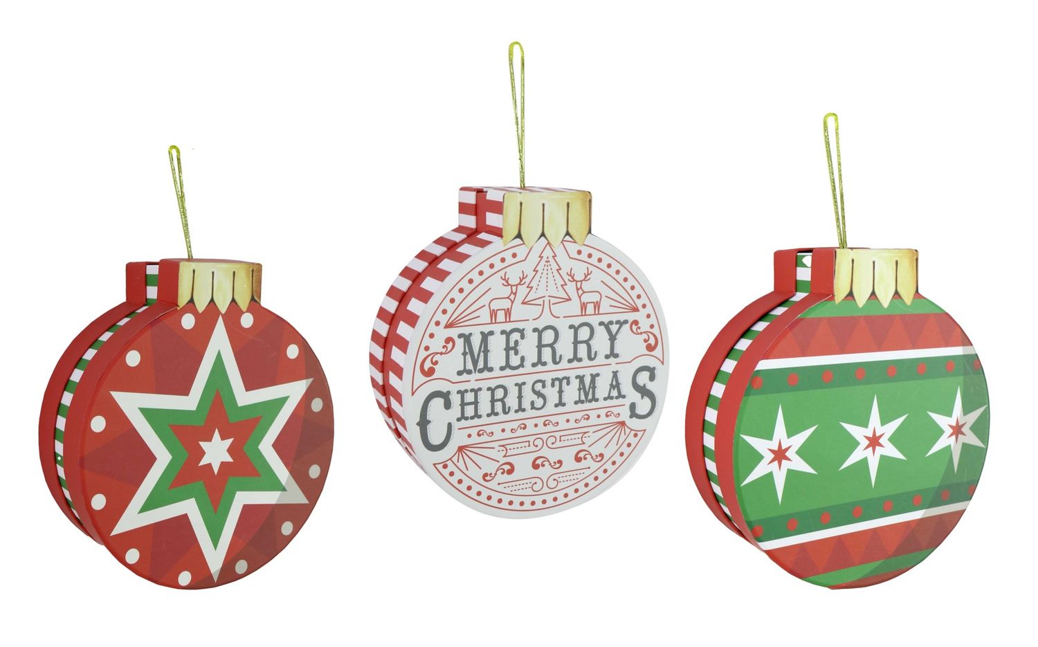GIFT BOX XMAS 12CM HANGING BAUBLE ASST