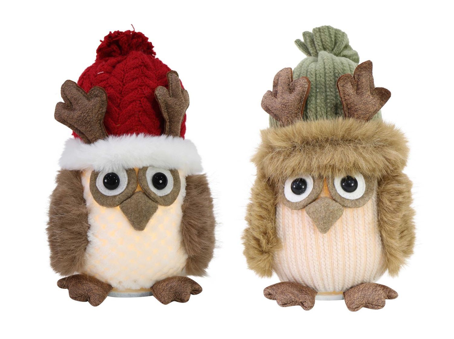 ORNAMENT XMAS 26CM LIGHT UP OWL ASST