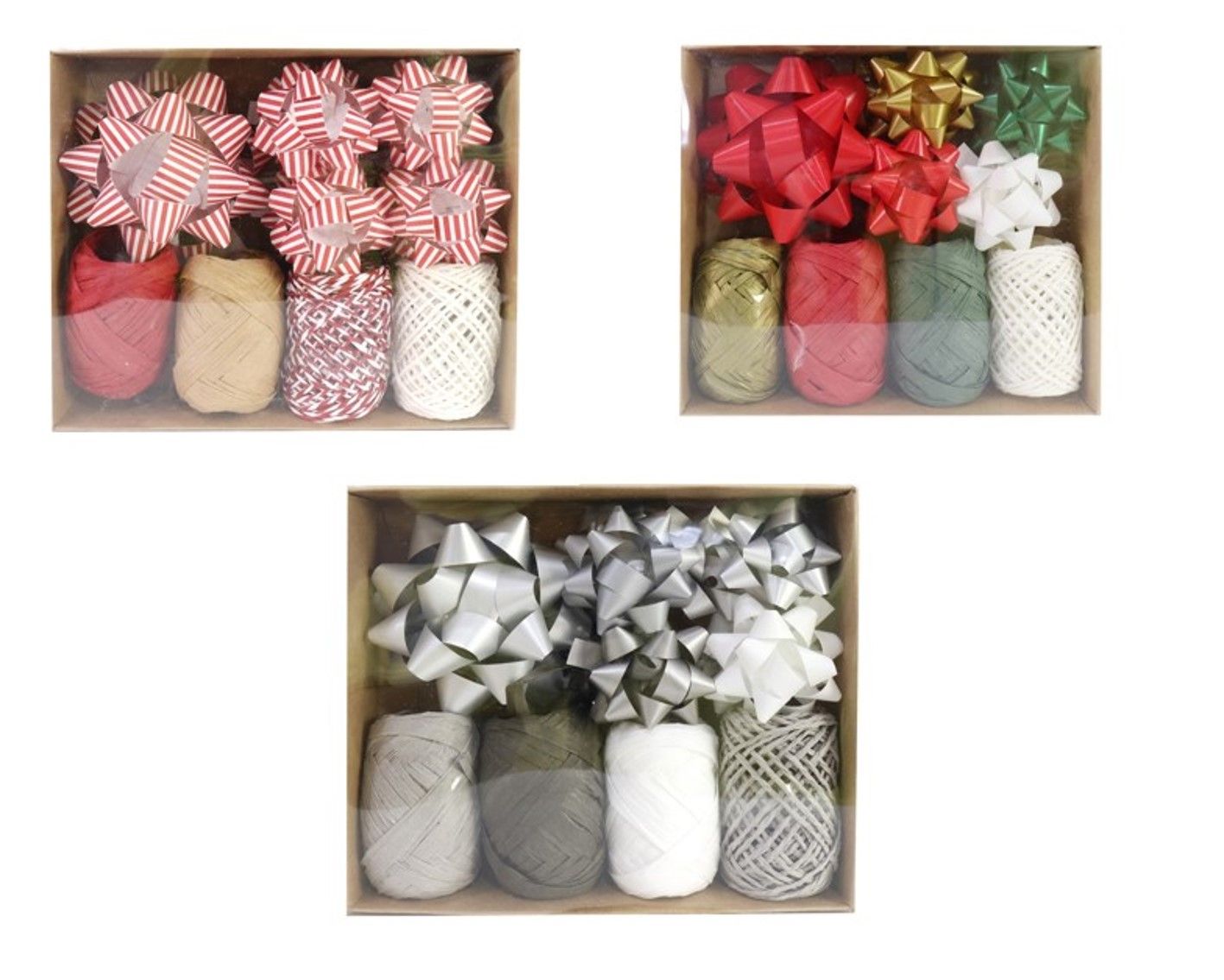 RIBBON & BOWS XMAS BOXED 13 PIECE SET 3 ASST