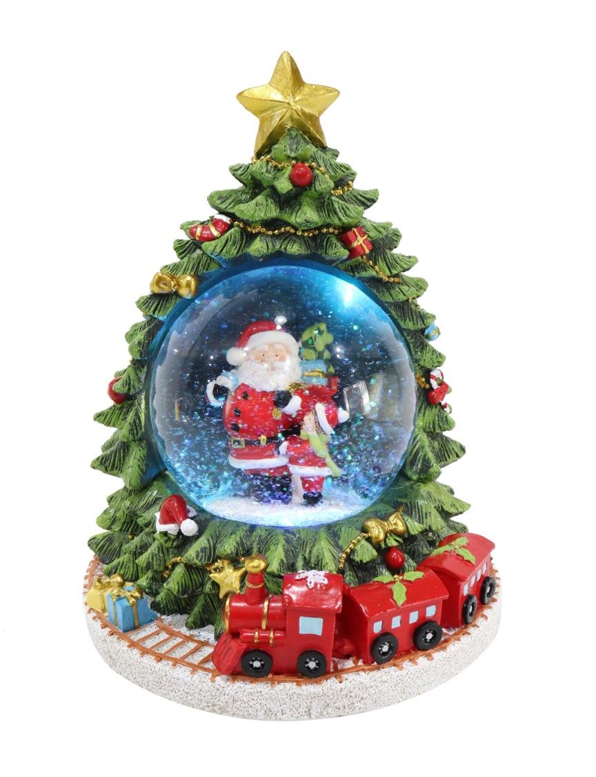 SNOWGLOBE XMAS 10CM LED MUSICAL TREE