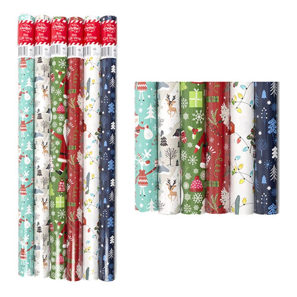 WRAP XMAS 8MX70CM 6 ASST DESIGNS