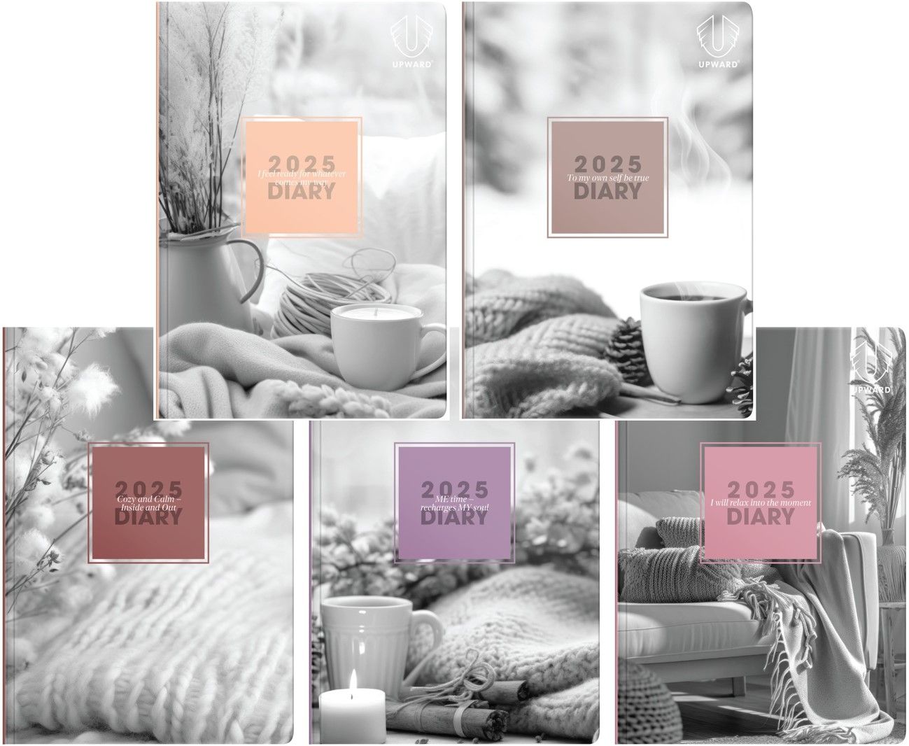 DIARY 2025 UPWARD A6 105X148MM 2426 FASHION PRINTED H/C WTV PK5 ASST