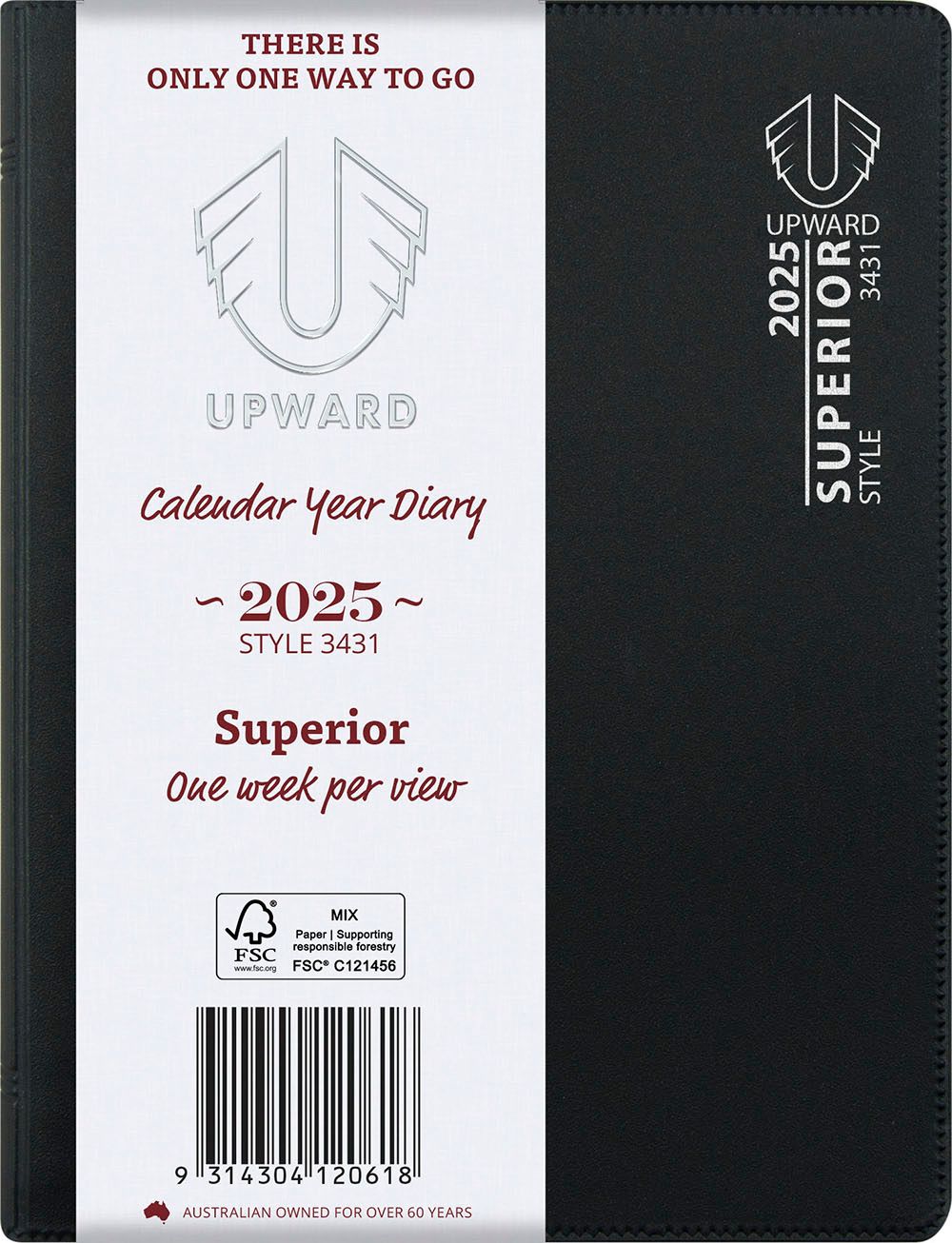 DIARY 2025 UPWARD B6 176X125MM 3431 SUPERIOR PVC COVER WIRE-O WTV PK5 ASST