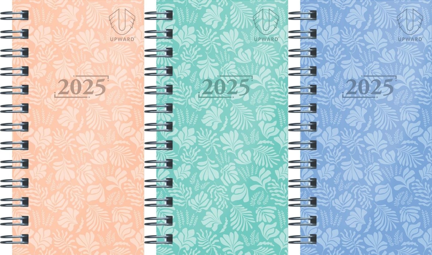 DIARY 2025 UPWARD 148X74MM 6436 PKT FASHION PRINTED H/D WIRE-O WTV PK6 ASST