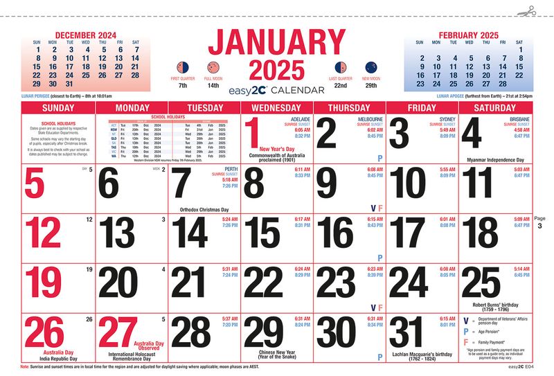 CALENDAR 2025 EASY2C