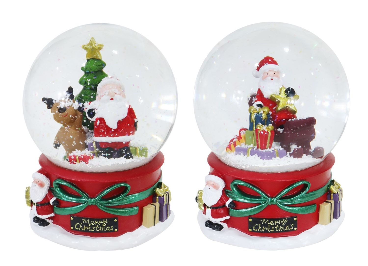 SNOWGLOBE XMAS 10CM MUSICAL SANTA WIND UP GIFT BOX ASST