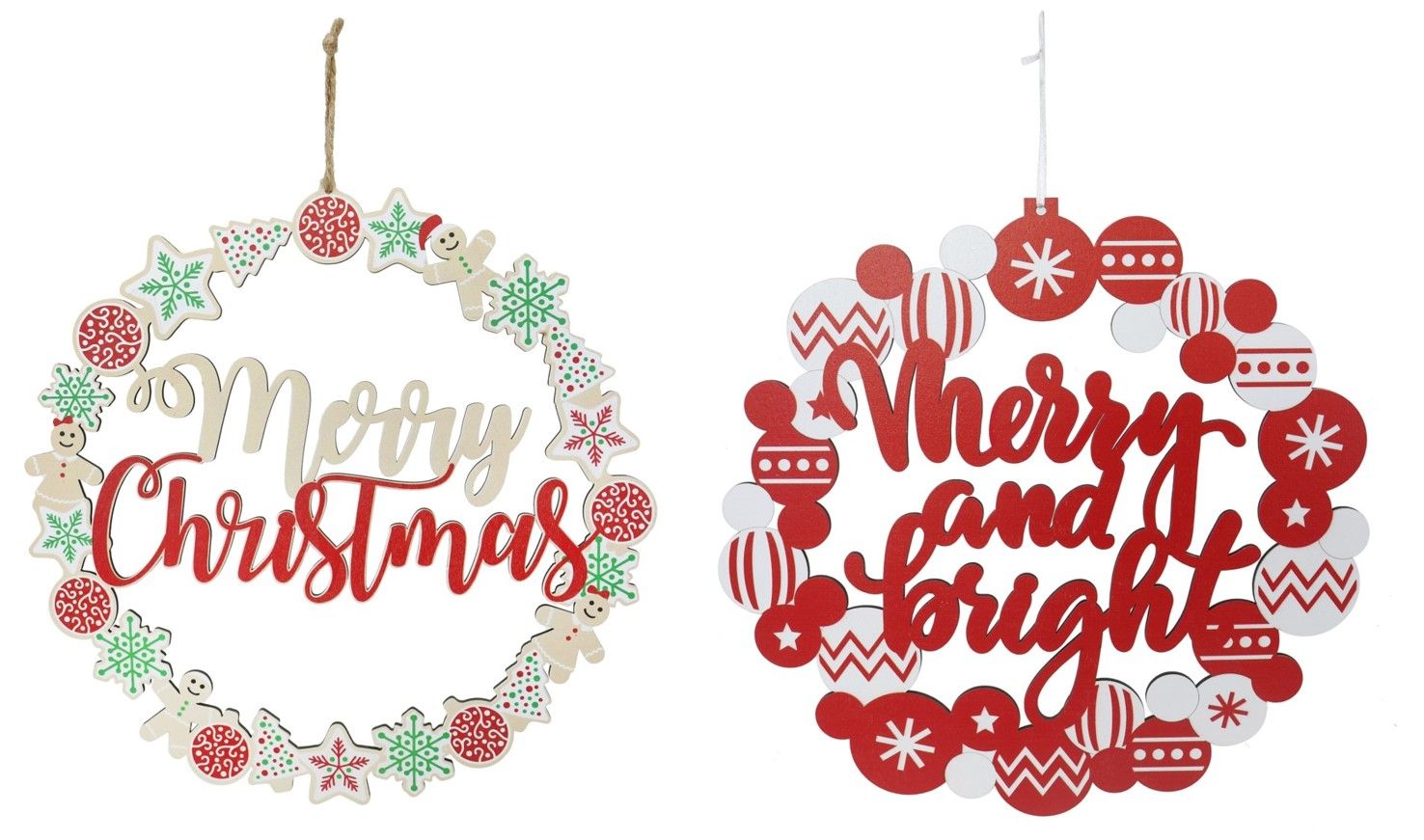 DECO PLAQUE XMAS 30CM MERRY CANDYCANE ASST