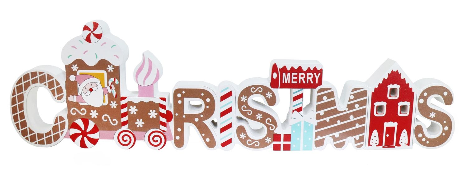 DECO TABLE SIGN XMAS 39.5X11X2CM GINGERBREAD CHRISTMAS