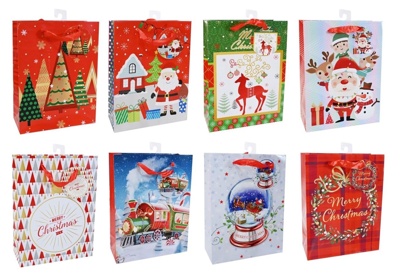 GIFT BAG XMAS PRINTED MEGA MIX MEDIUM ASST