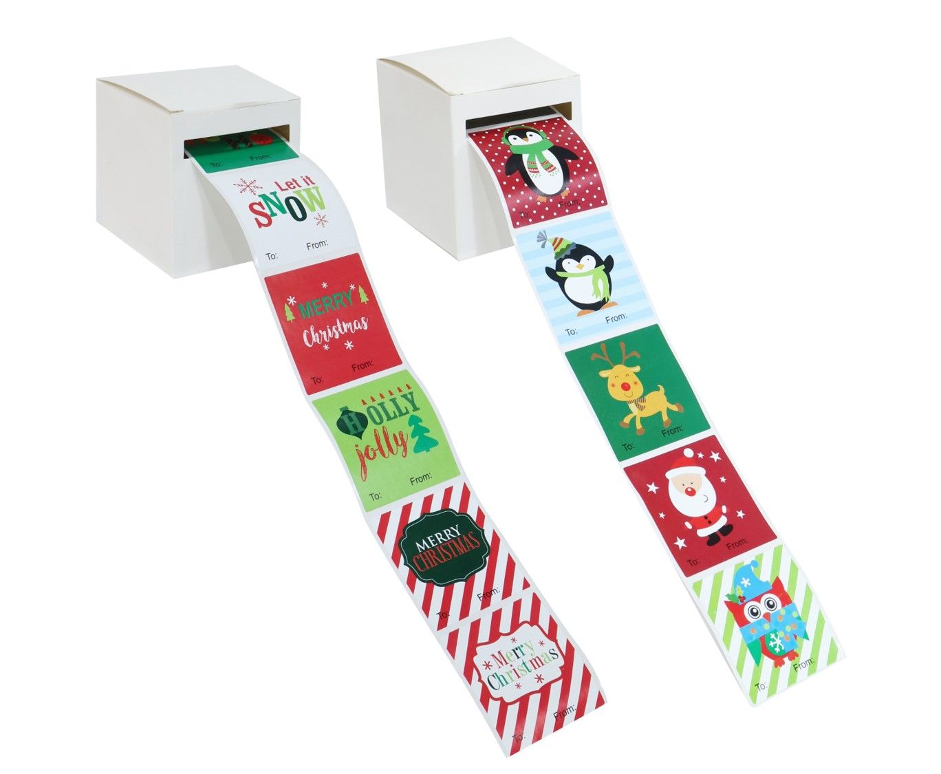 GIFT TAGS XMAS 5X5.5CM STICKER 80PCE DISPENSER BOX