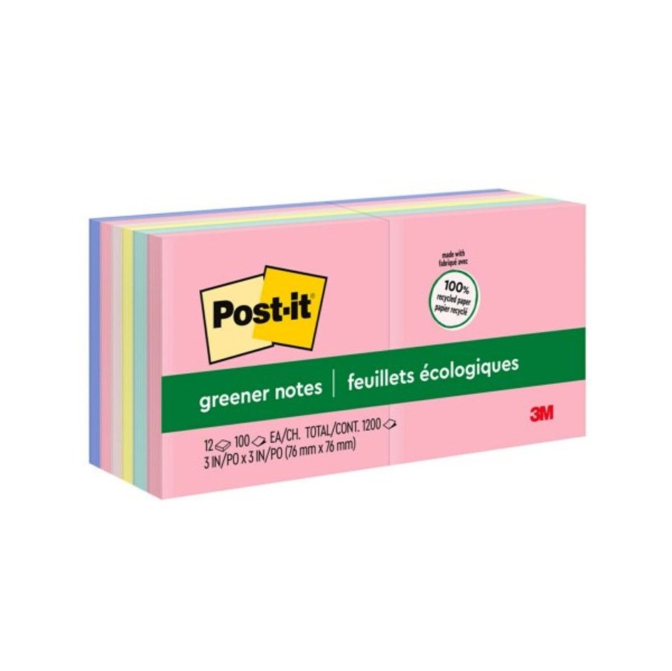 NOTES POST-IT 76X76 654-RP-A RECYCLED SWEET SPRINKLES COLLECTION 12 PADS