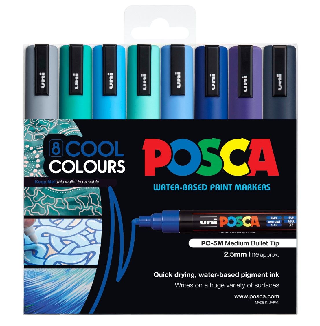 MARKER UNI PC5M COOL COLOURS WLT8