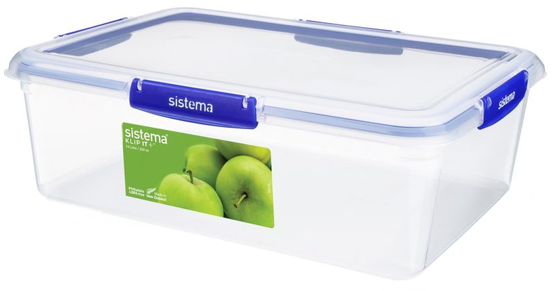 SP- FOOD CONTAINER SISTEMA 7.5L KLIP IT PLUS RECTANGLE CLEAR/BLUE