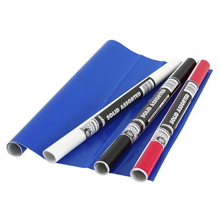 BOOK COVERING CONTACT S/ADHESIVE 1MX450MM 50 MICRON SOLID ASSORTED