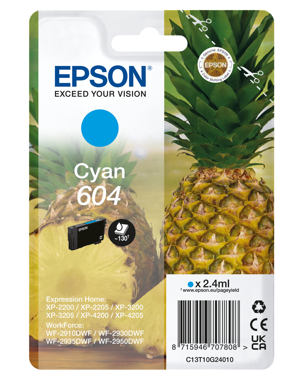 EPSON 604 STD CYAN INK XP-2200 XP-3200 XP-4200 WF-2910 WF-2930 WF-2950