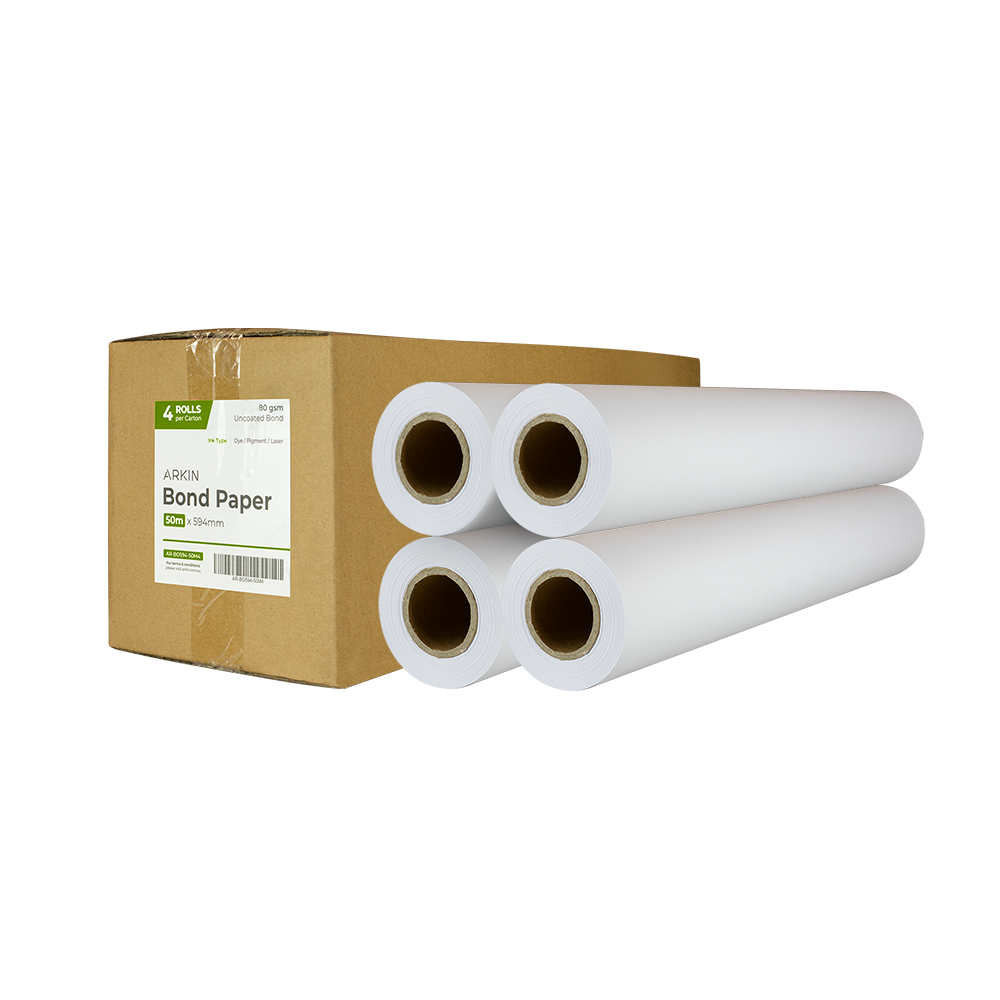 BOND PAPER 80GSM - 594MM X 50M 4 ROLLS/CTN