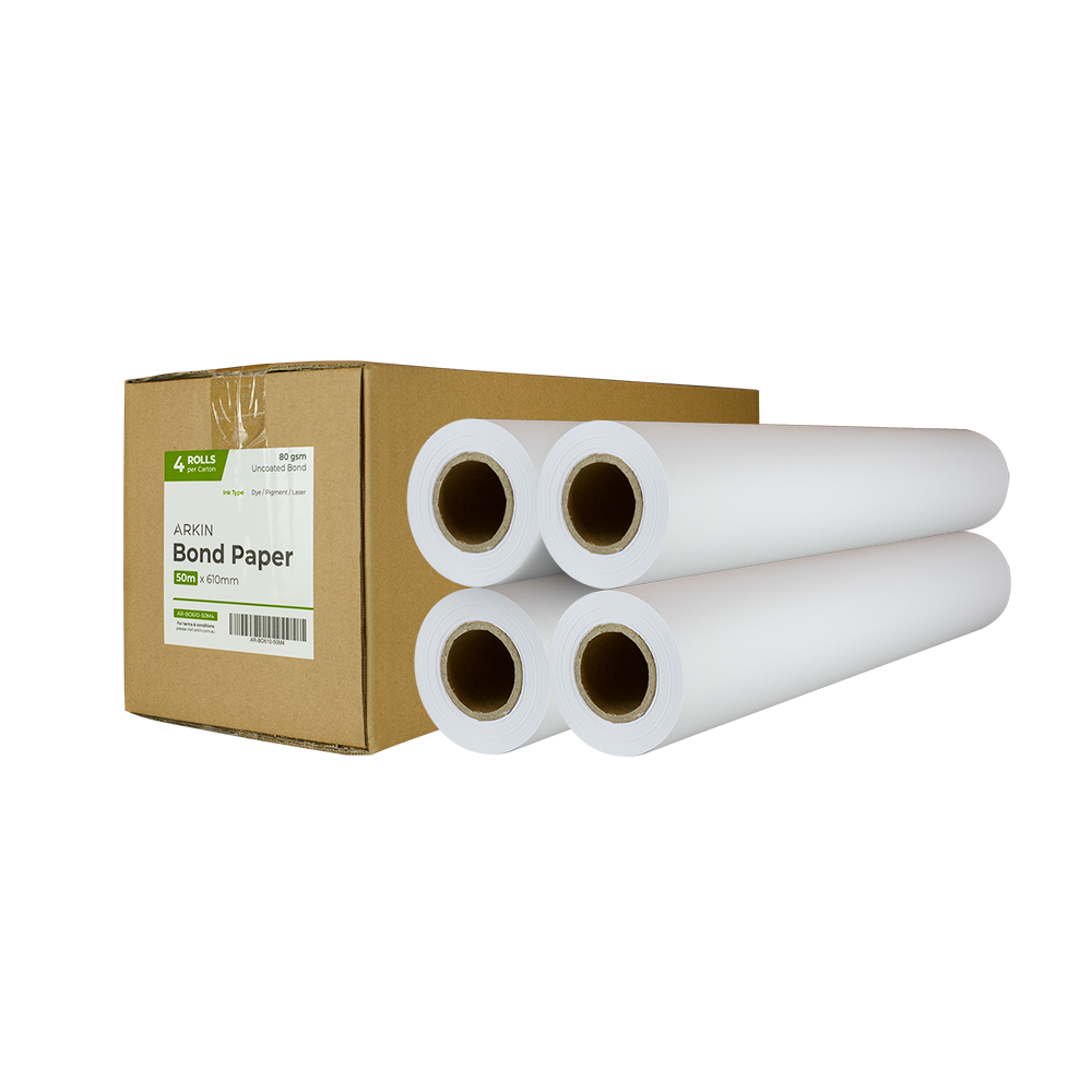 BOND PAPER 80GSM - 610MM X 50M 4 ROLLS/CTN