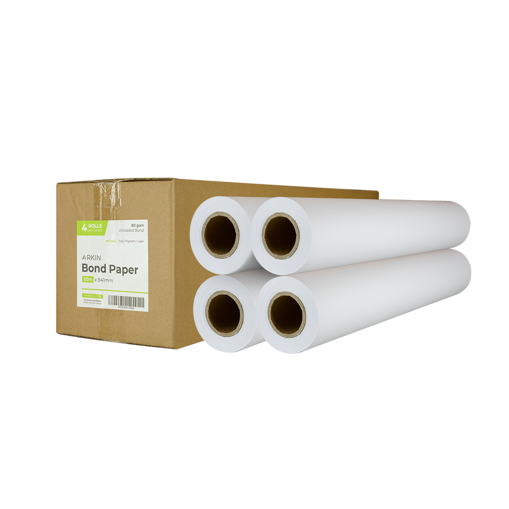 BOND PAPER 80GSM - 841MM X 50M 4 ROLLS/CTN