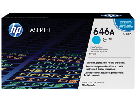 HP 646A CYAN TONER 12500 PAGE YIELD FOR CLJ CM4540