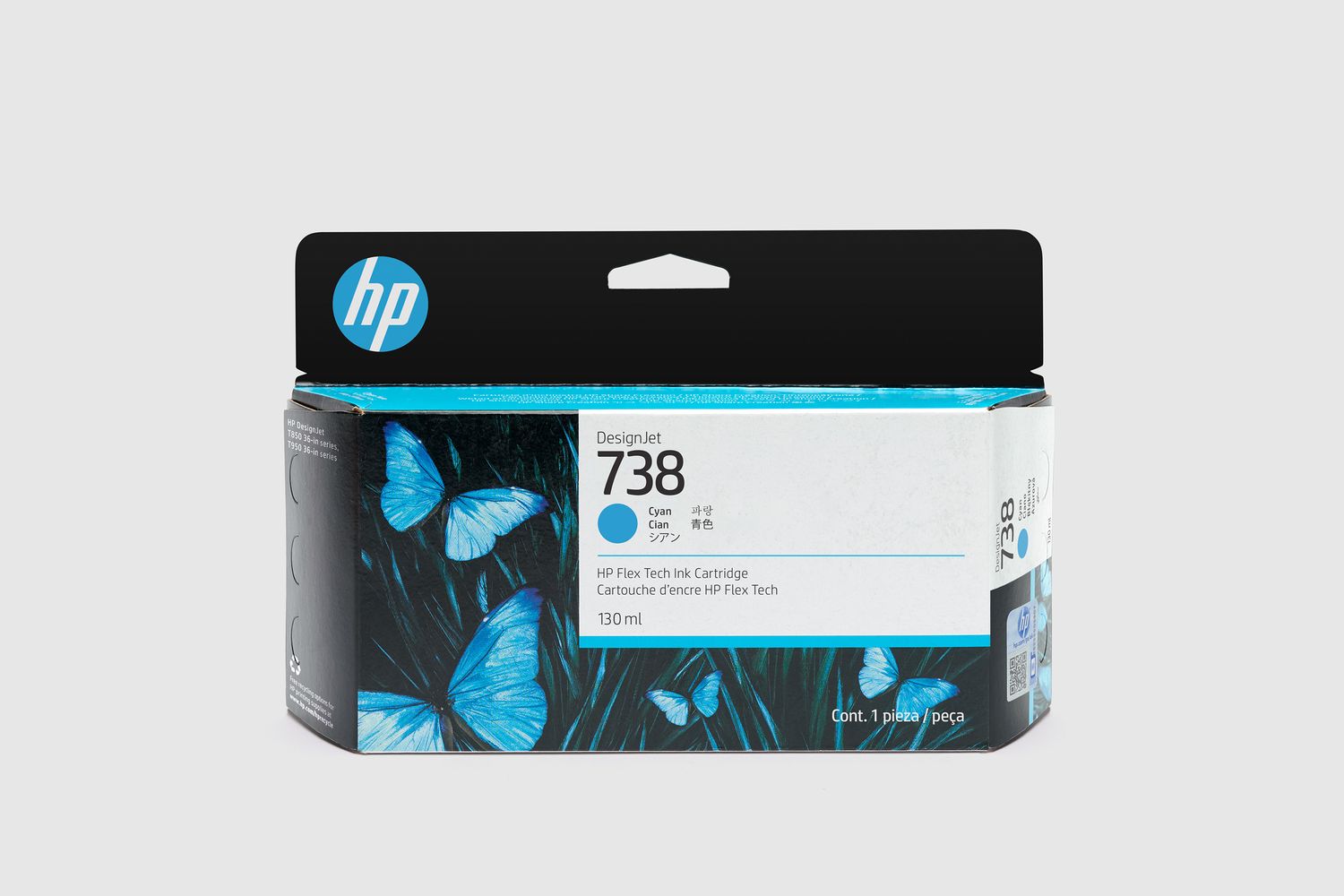 HP 738 130-ml Cyan DesignJet Ink Cartridge