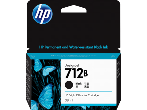 HP 712B 38ML BLACK DESIGNJET INK CARTRIDGE FOR T230/T250/T650/STUDIO