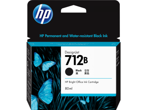 HP 712B 80ML BLACK DESIGNJET INK CARTRIDGE FOR T230/T250/T650/STUDIO