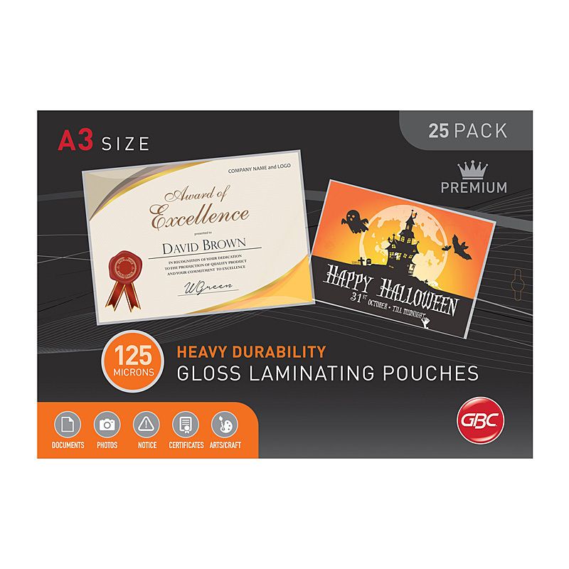 GBC Laminating Pouch A3 125 Micron Pk25