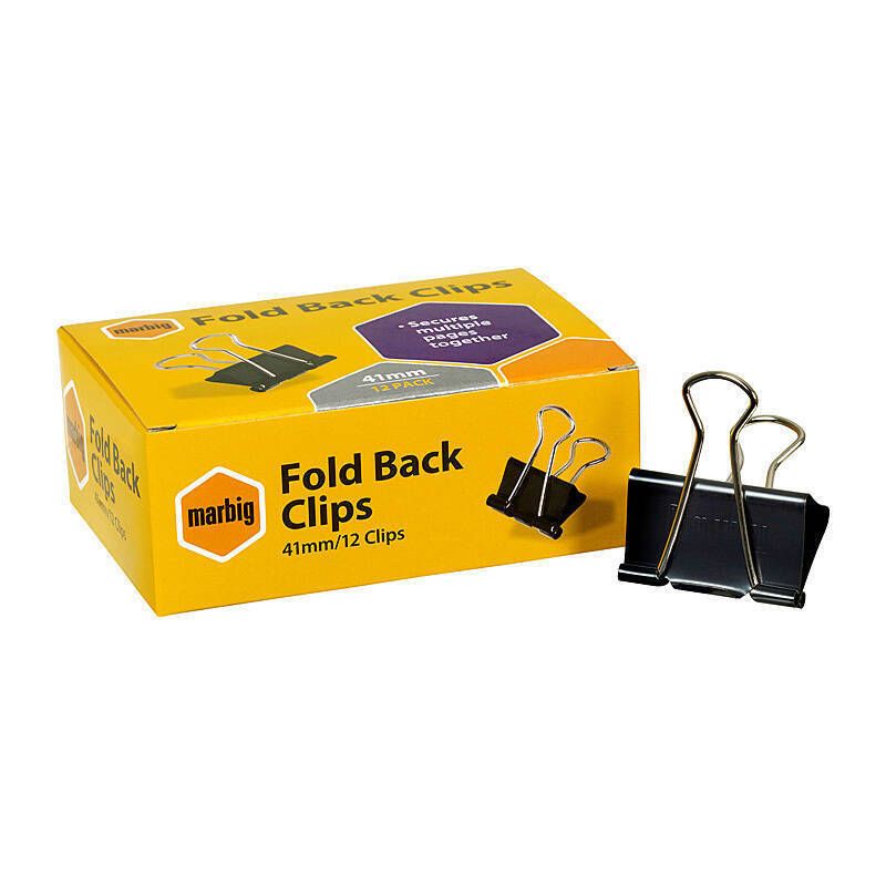 Marbig Fold Back Clips 41mm Box 12