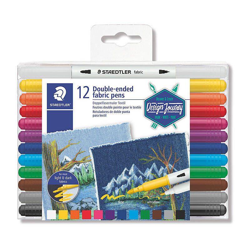 Staed Doub Fabric Pen Ast Bx12