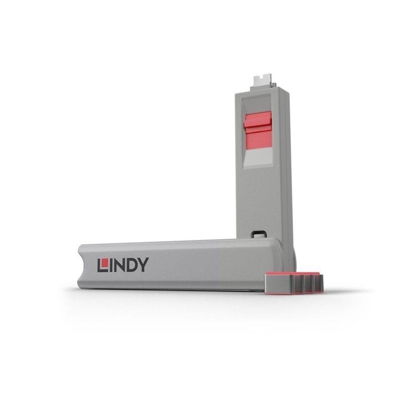 Lindy USB-C Port Blockers &amp; Key - 4 Pack (Pink)