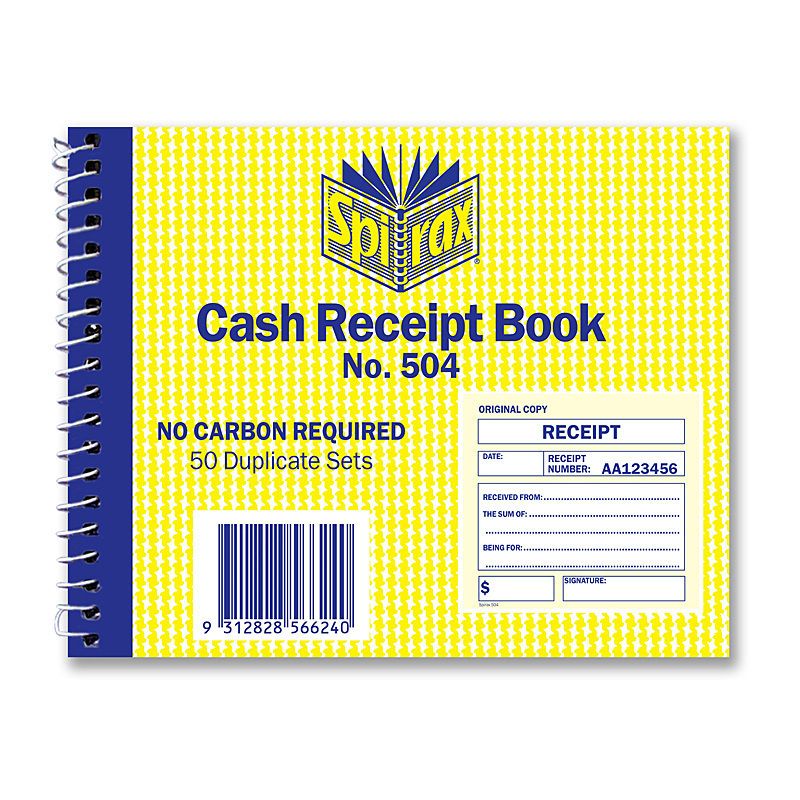 Spirax 504 Cash Receipt Book 102X127mm Pk5