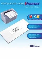 LABEL UNISTAT LASER/INKJET/COPIER 65UP 38.1X21.2MM 38965 BX100