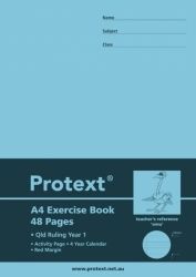 EXERCISE BOOK PROTEXT A4 PP QLD YEAR 1 + MARGIN 48PG EMU