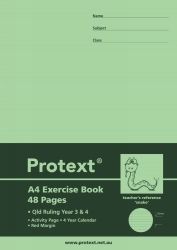 EXERCISE BOOK PROTEXT A4 PP QLD YR 3/4 + MARGIN 48PG SNAKE
