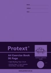 EXERCISE BOOK PROTEXT A4 PP QLD YEAR 3/4 + MARGIN 96PG TURTLE