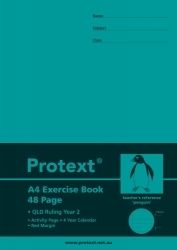 EXERCISE BOOK PROTEXT A4 PP QLD YR2 + MARGIN 48PG PENGUIN