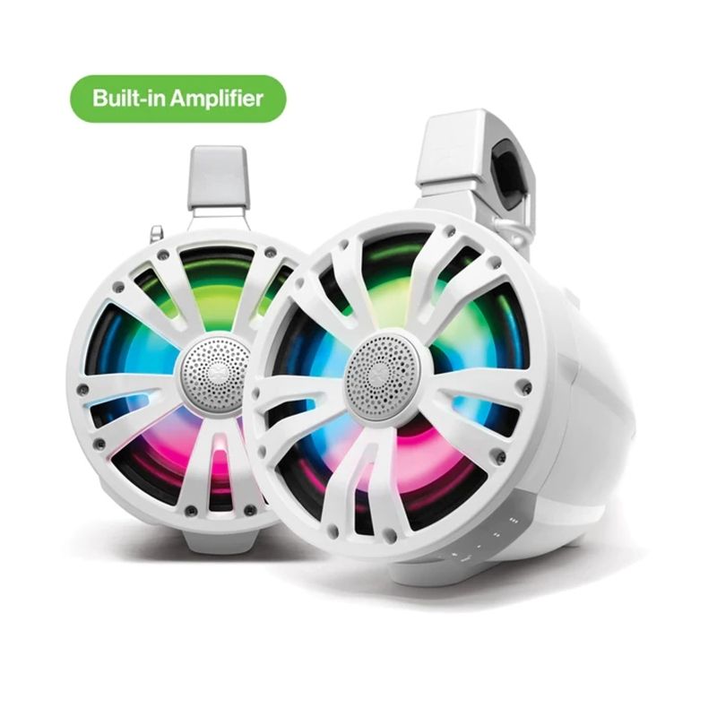 ECOXGEAR ETA08 2-Pack White 8 Inch Marine Amplified Speakers ECOXGEAR ETA08 2-Pack White 8 Inch Marine Amplified Speakers