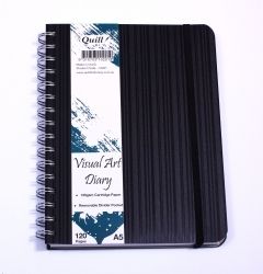 VISUAL ART DIARY QUILL PREMIUM A5 WITH POCKET BLACK 120PG VISUAL ART DIARY QUILL PREMIUM A5 WITH POCKET BLACK 120PG