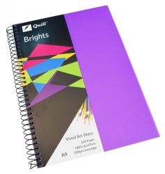 VISUAL ART DIARY QUILL A4 BRIGHTS DARK PURPLE 60LF
