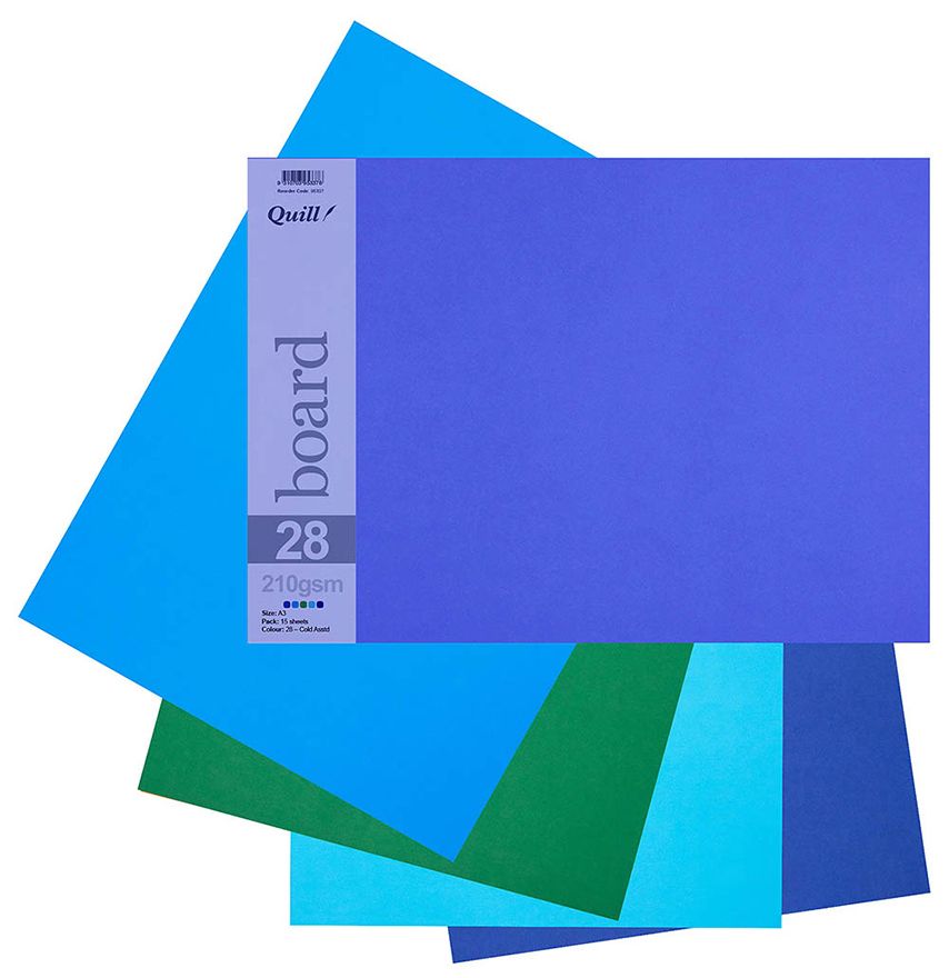 BOARD QUILL A3 210GSM COLD ASST PK15