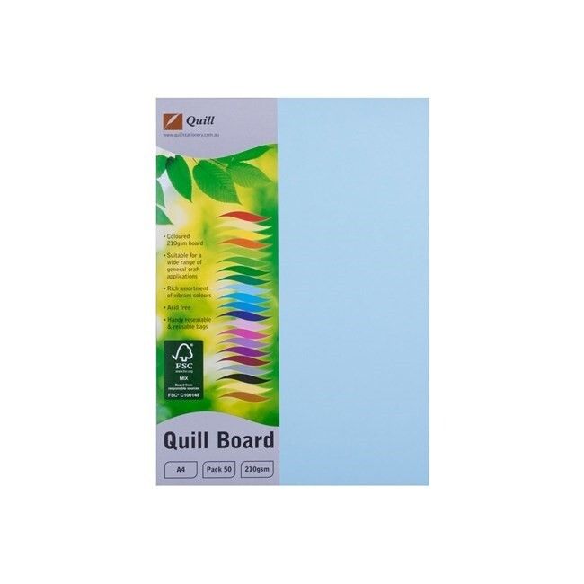 CARDBOARD QUILL A4 210GSM POWDER BLUE PK50