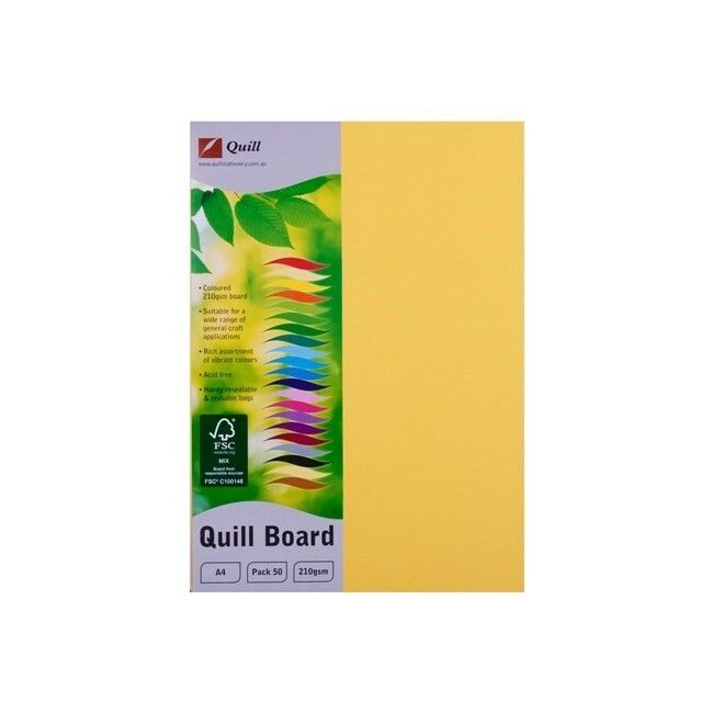 CARDBOARD QUILL A4 210GSM LEMON PK50