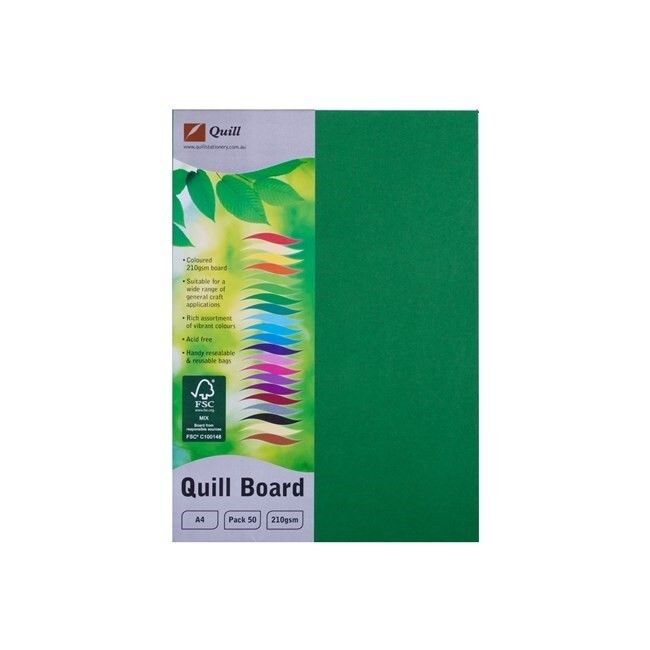 CARDBOARD QUILL A4 210GSM EMERALD PK50