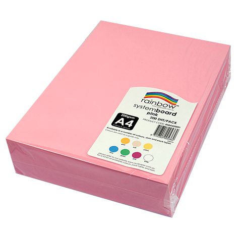SP- SYSTEM BOARD RAINBOW A4 200GSM PINK PK200
