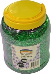 SP- GLITTER RAINBOW BULK 1KG JAR GREEN