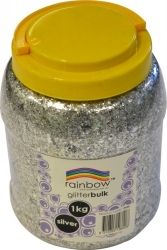 SP- GLITTER RAINBOW BULK 1KG JAR SILVER