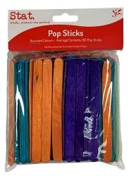 POPSTICKS STAT WOODEN COLOURED PK150