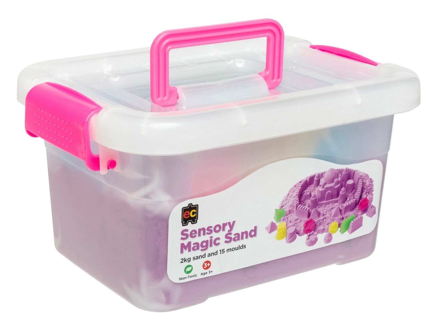 SENSORY SAND EC 600G MAGIC PINK WITH 6 MOULDS