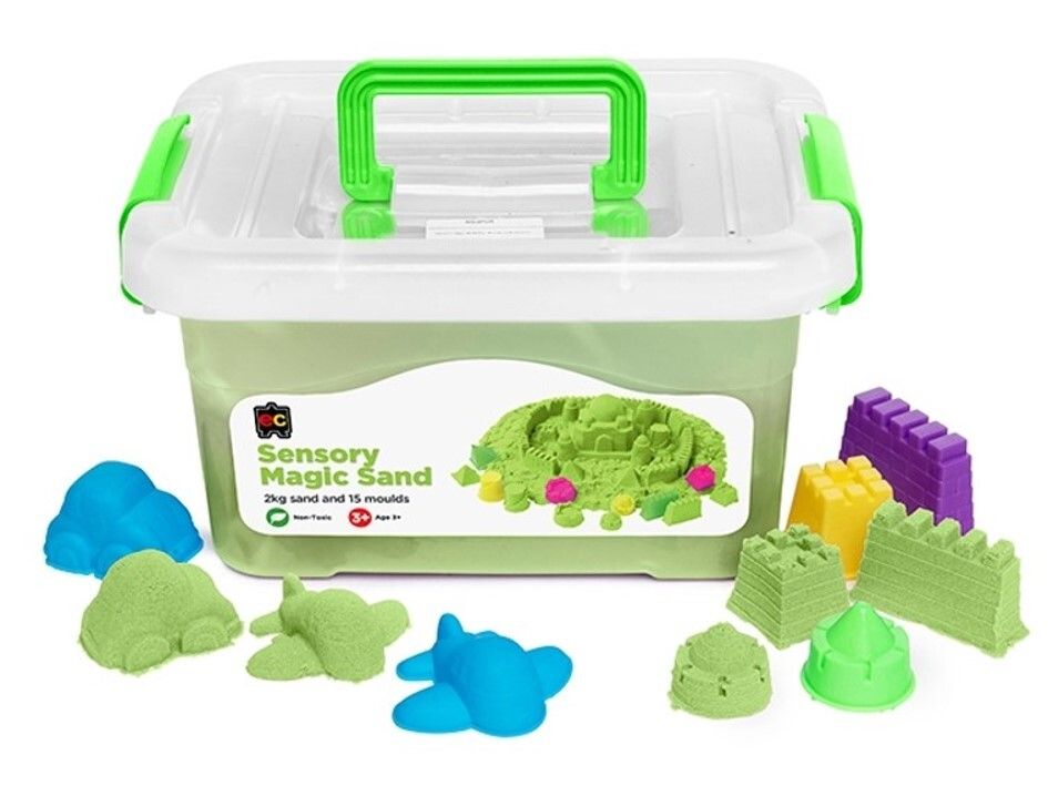 SENSORY SAND EC 2KG MAGIC GREEN WITH 18 MOULDS